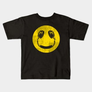 Smiley Music Face Headphones Kids T-Shirt